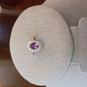 10K SOLID STAMPED (Not Filled) WG Natural Amethyst & Diamond Ring